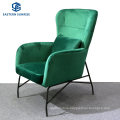 Comfortable Leisure Chair with Stool Red Morden Velvet Single Sofa